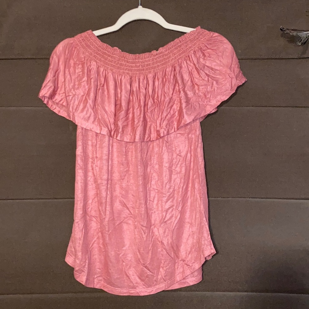 Off the shoulder dark peach medium too